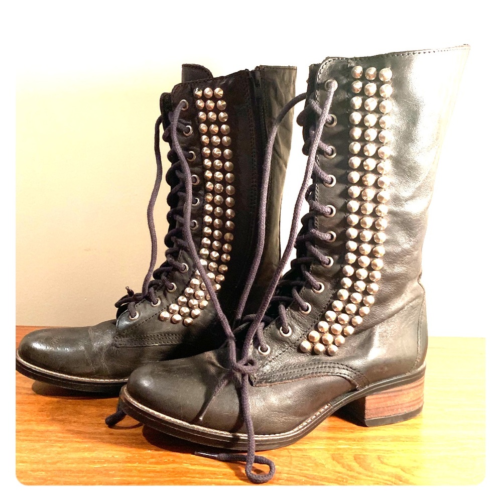 Studded Leather Combat Boots Steve Madden